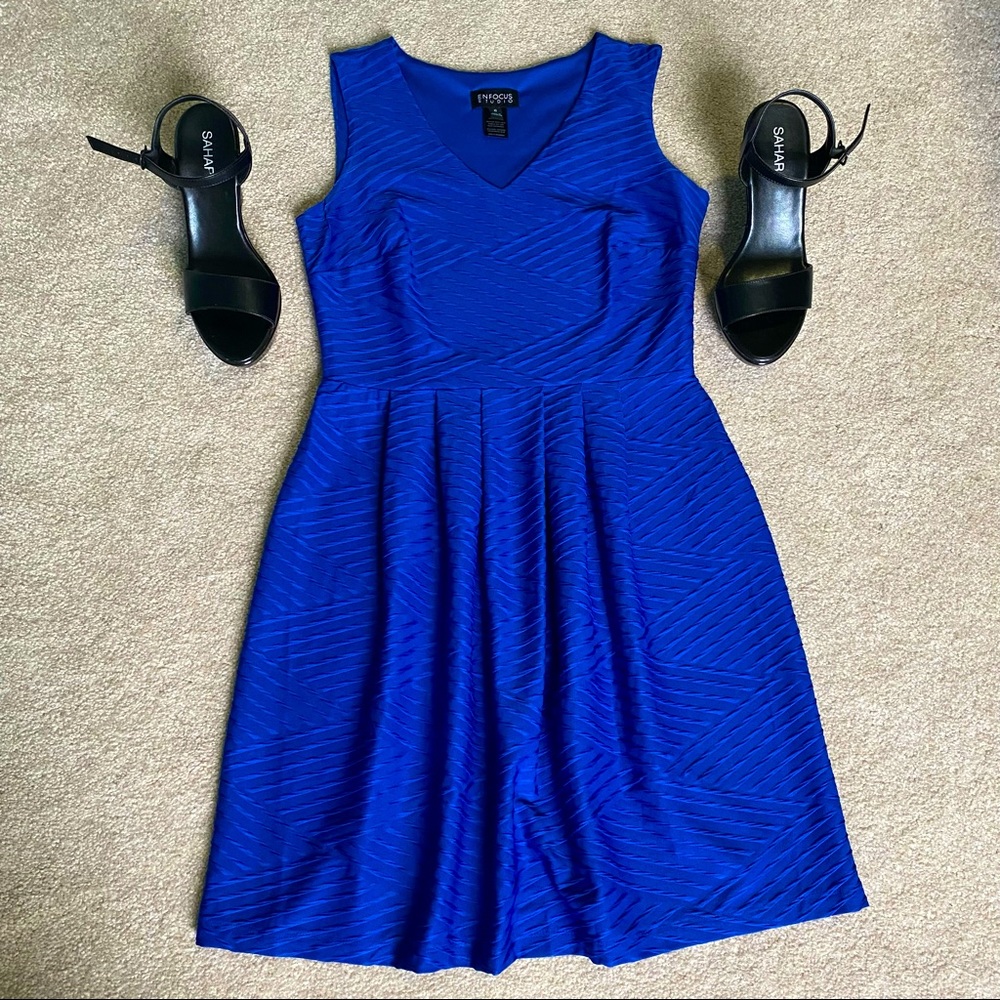 ENFOCUS STUDIO blue midi a-line cocktail formal party dress size 8